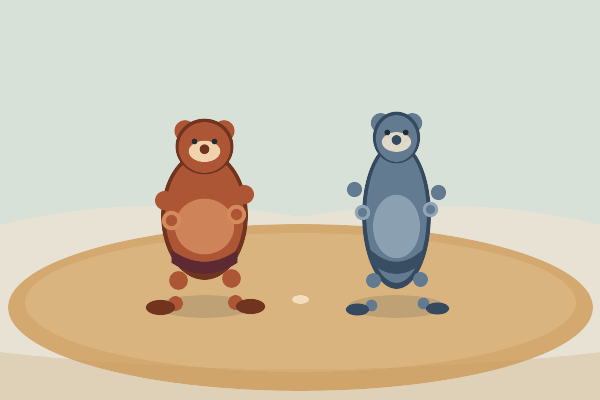GSD: the bears clinch and one tips sideways rather than being thrown.
